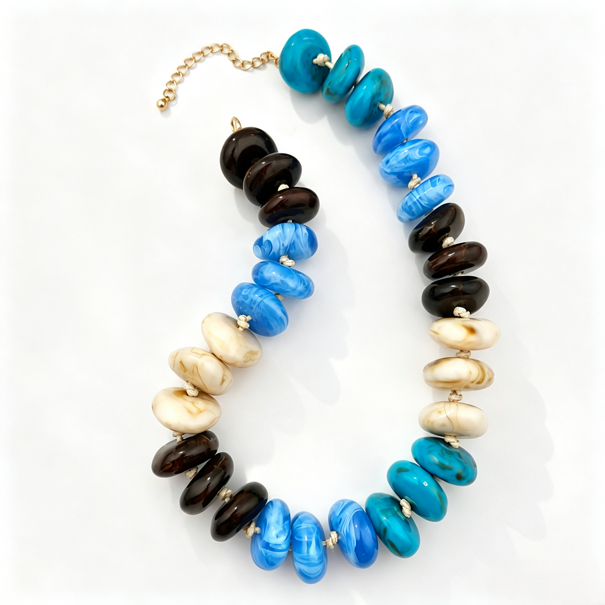 Oversized Marbled Resin Bead Statement Necklace - Color_13