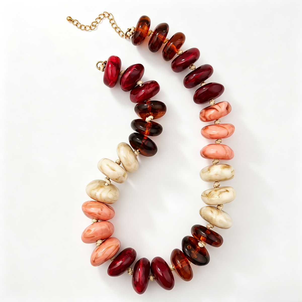 Oversized Marbled Resin Bead Statement Necklace - Color_15