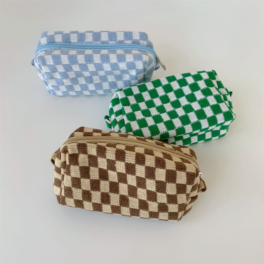 Boxy Checkerboard Zip Makeup Bag - view 2
