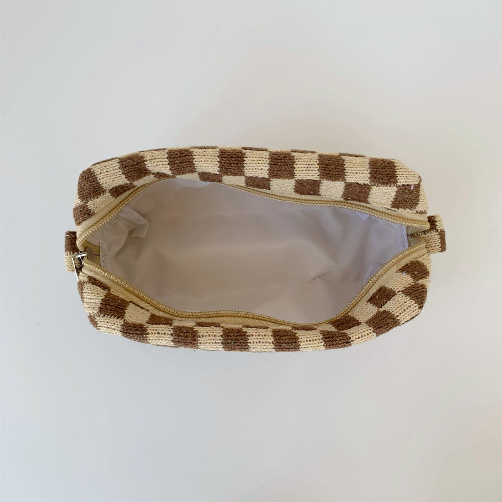 Boxy Checkerboard Zip Makeup Bag - view 3