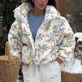 Ditsy Floral Oversized Puffer Jacket - Floral