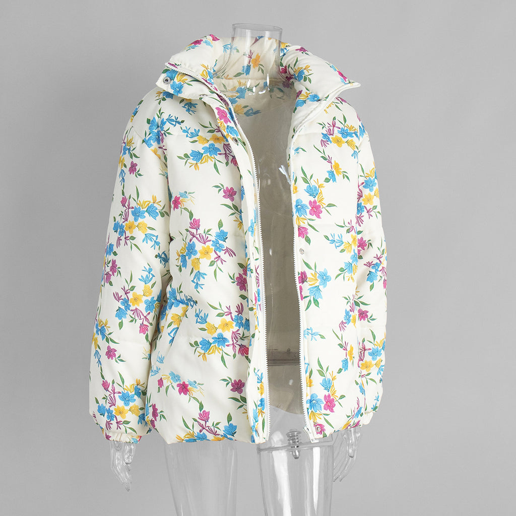 Ditsy Floral Oversized Puffer Jacket - Floral - 1
