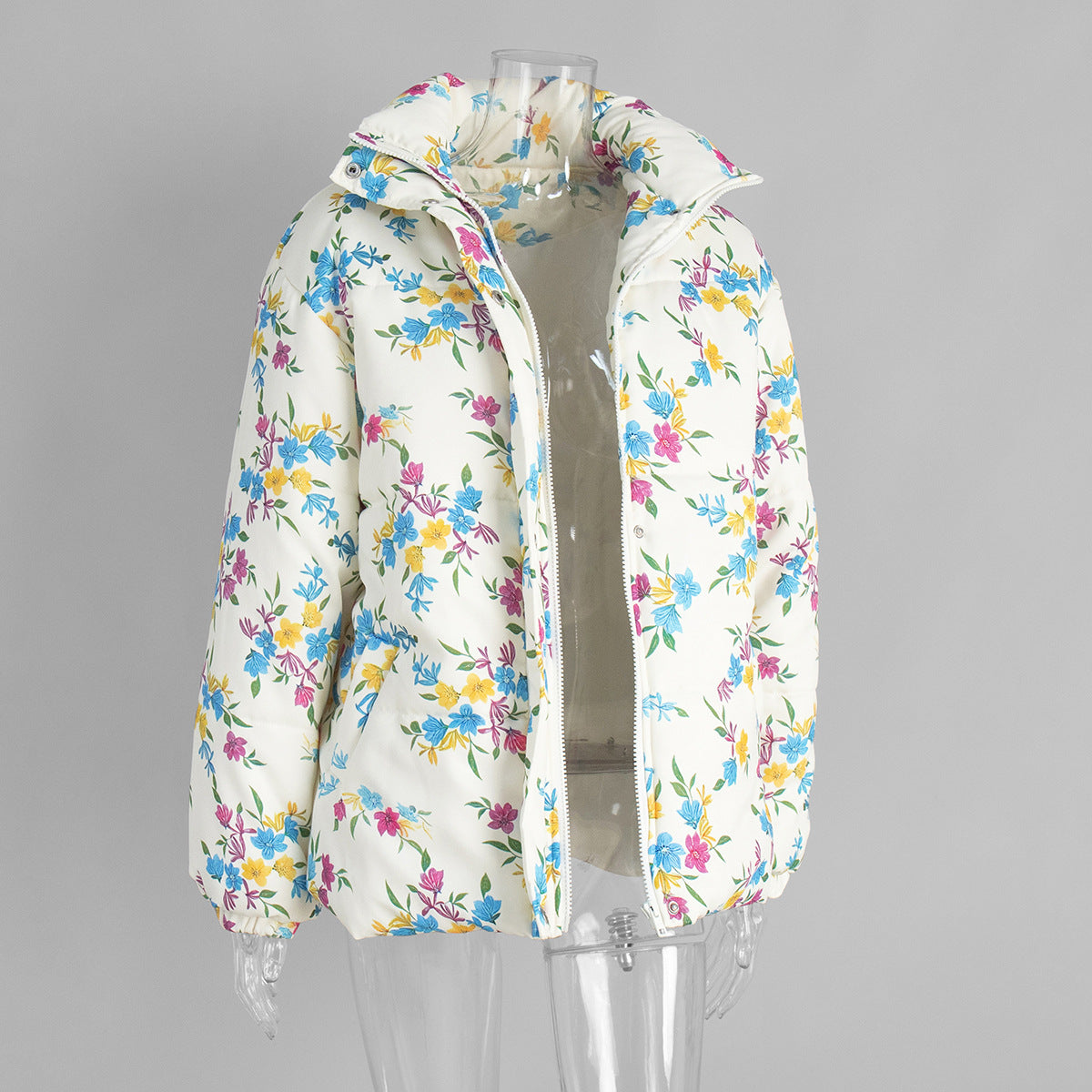 Ditsy Floral Oversized Puffer Jacket - Floral - 1