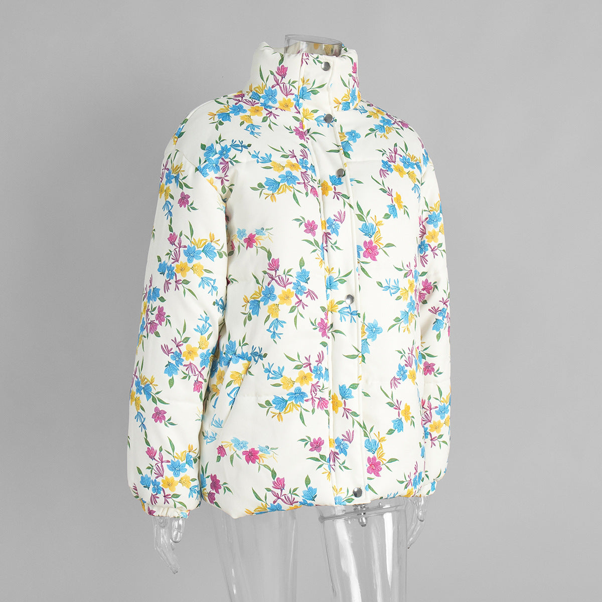Ditsy Floral Oversized Puffer Jacket - Floral - 5