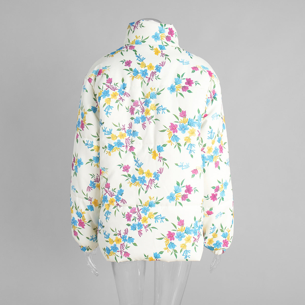 Ditsy Floral Oversized Puffer Jacket - Floral - 6