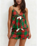 Plaid Ruffle Cami And Shorts Pyjama Set - G&R