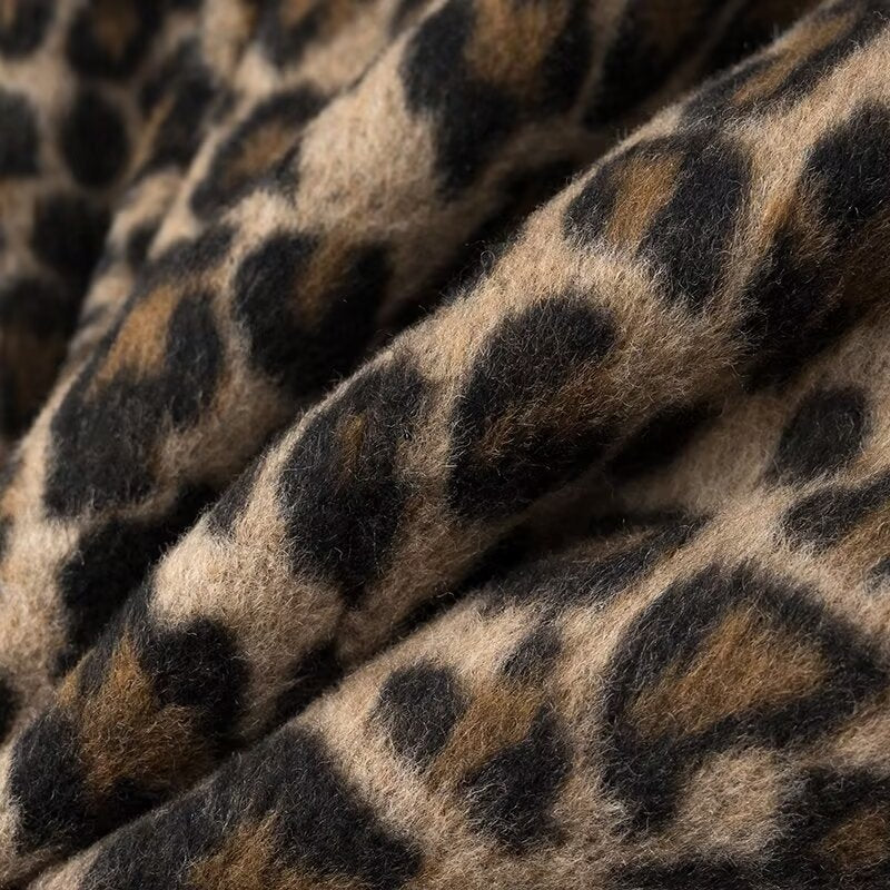 Brushed Leopard Print Notch Lapel Blazer - Brown - 7
