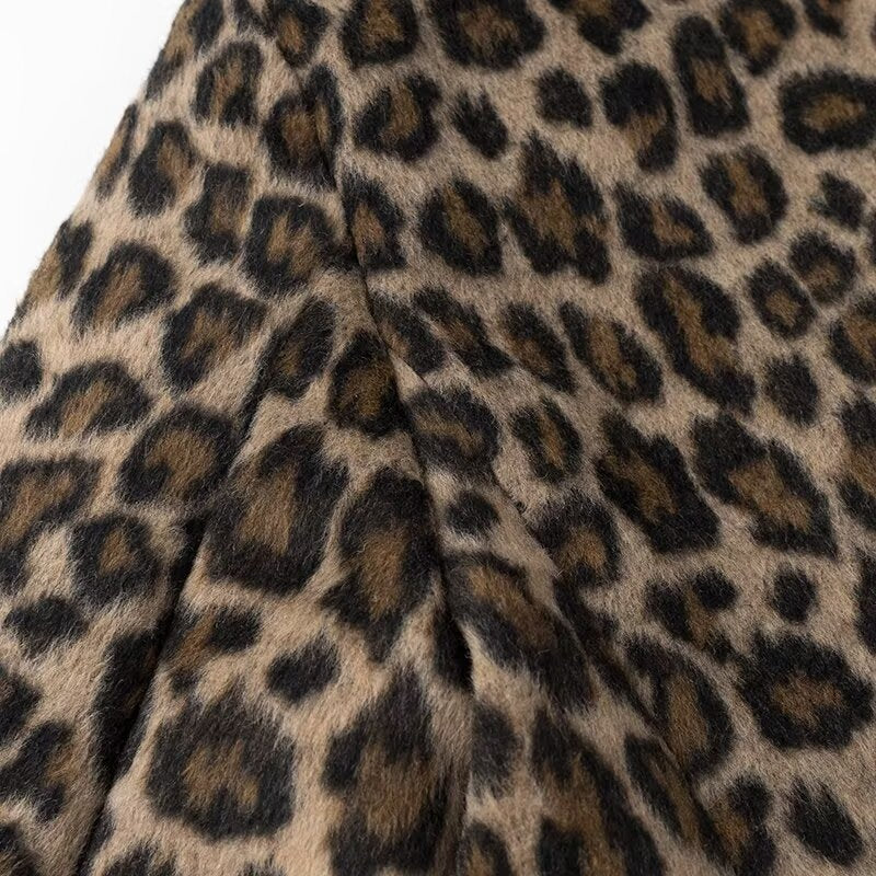 Brushed Leopard Print Notch Lapel Blazer - Brown - 9