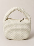 Puffy Quilted Round Mini Top Handle Bag - Off_White