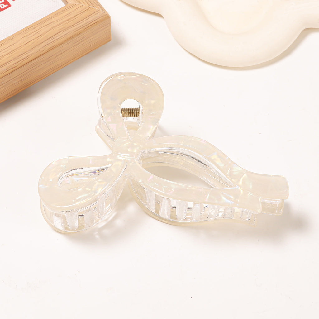 Jelly Bow Shaped Large Claw Hair Clip - OffWhite