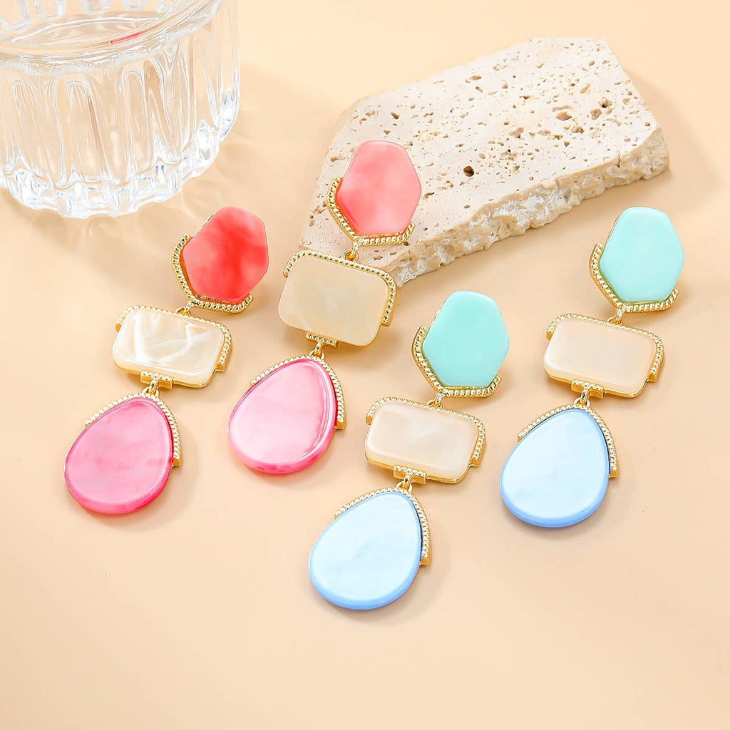 Three Tier Stone Statement Drop Earrings