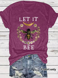Bee And Floral Wreath Slogan Tee - Purple