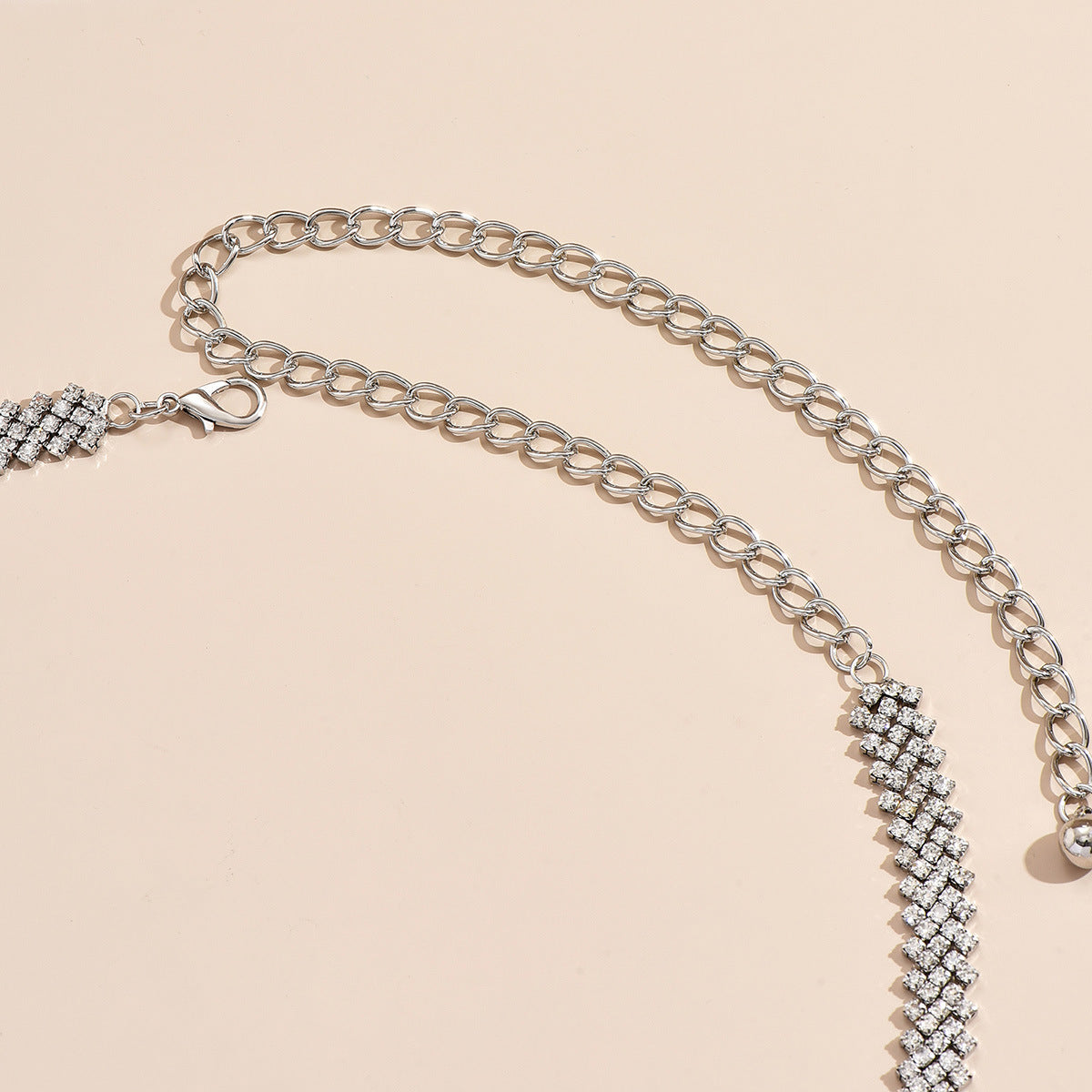 Pave Crystal Mesh Waist Chain Belt - Silvery - 2