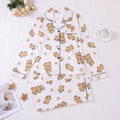 Capybara Print Button Front Pajama Set - White
