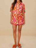 Tropical Bloom Print Shirt and Shorts Set - Floral