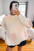 Floral Patchwork Mock Neck Oversized Sweatshirt - Floral