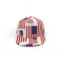 Americana Flag Print Flat Brim Trucker Hat - Red