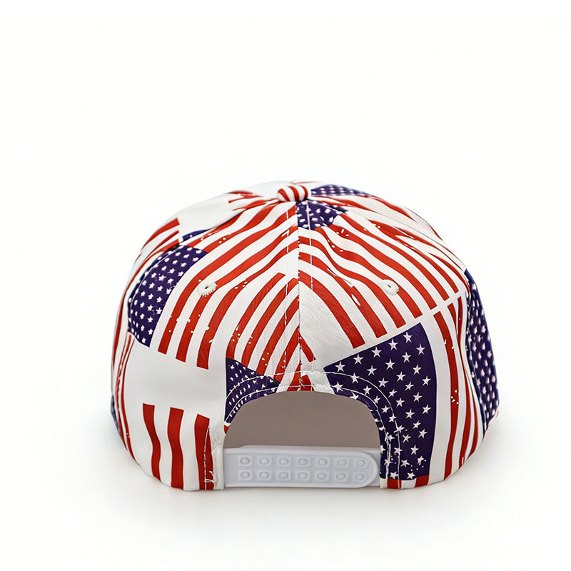 Americana Flag Print Flat Brim Trucker Hat - view 1