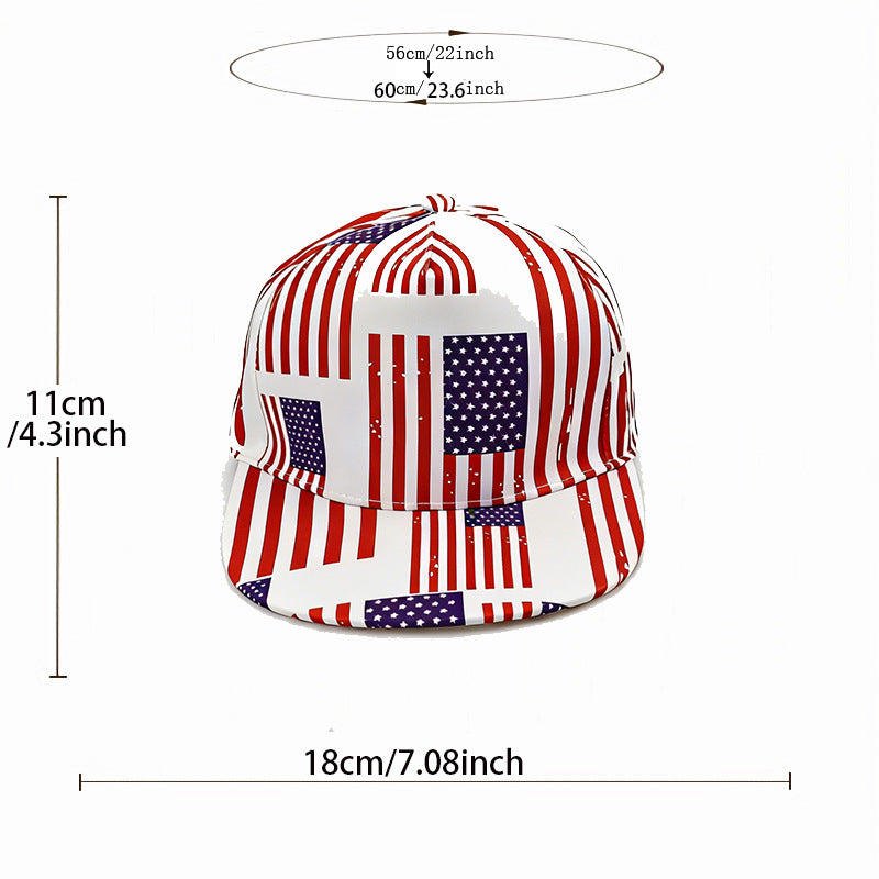 Americana Flag Print Flat Brim Trucker Hat - view 2
