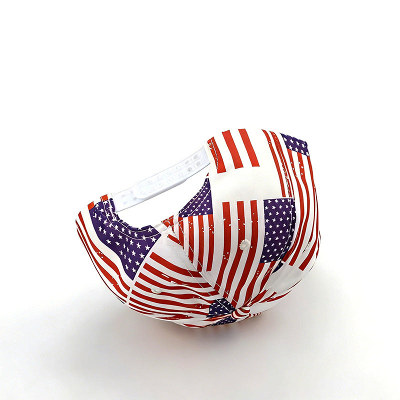 Americana Flag Print Flat Brim Trucker Hat - view 3