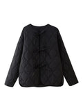Onion Quilted Bow Tie Front Jacket - Black