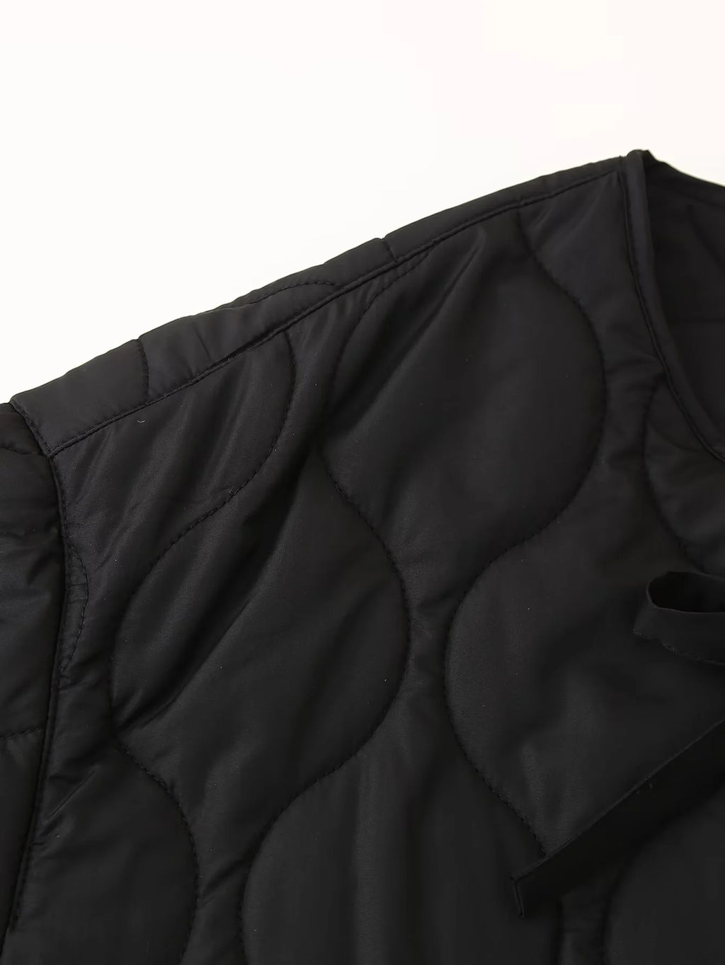 Onion Quilted Bow Tie Front Jacket - Black - 3