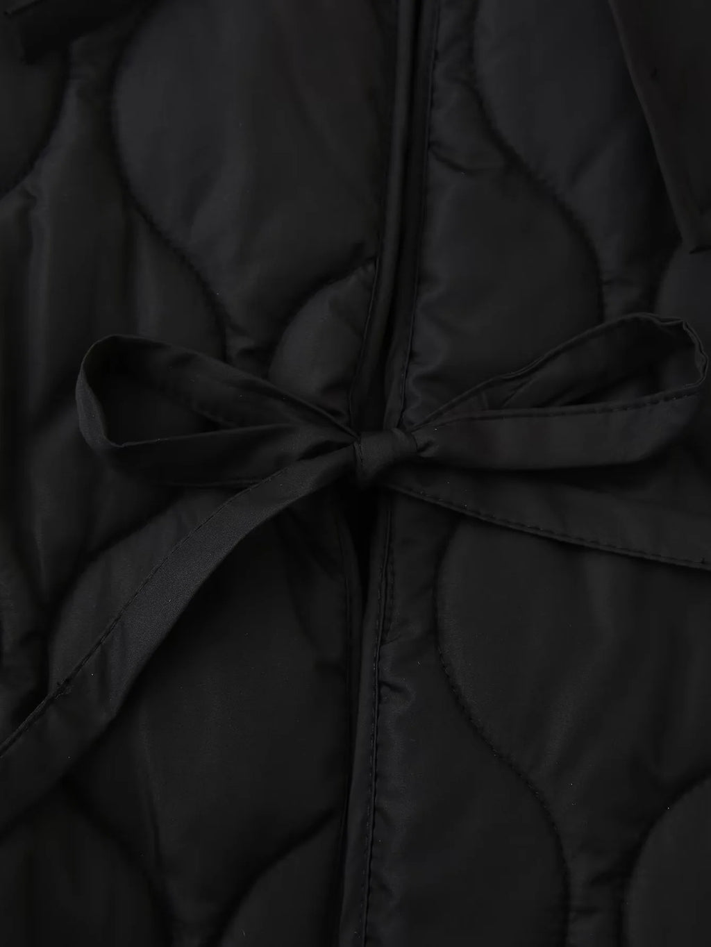 Onion Quilted Bow Tie Front Jacket - Black - 4