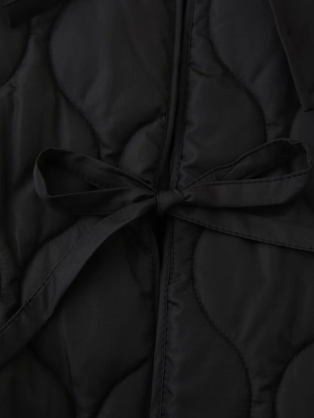 Onion Quilted Bow Tie Front Jacket - Black - 4