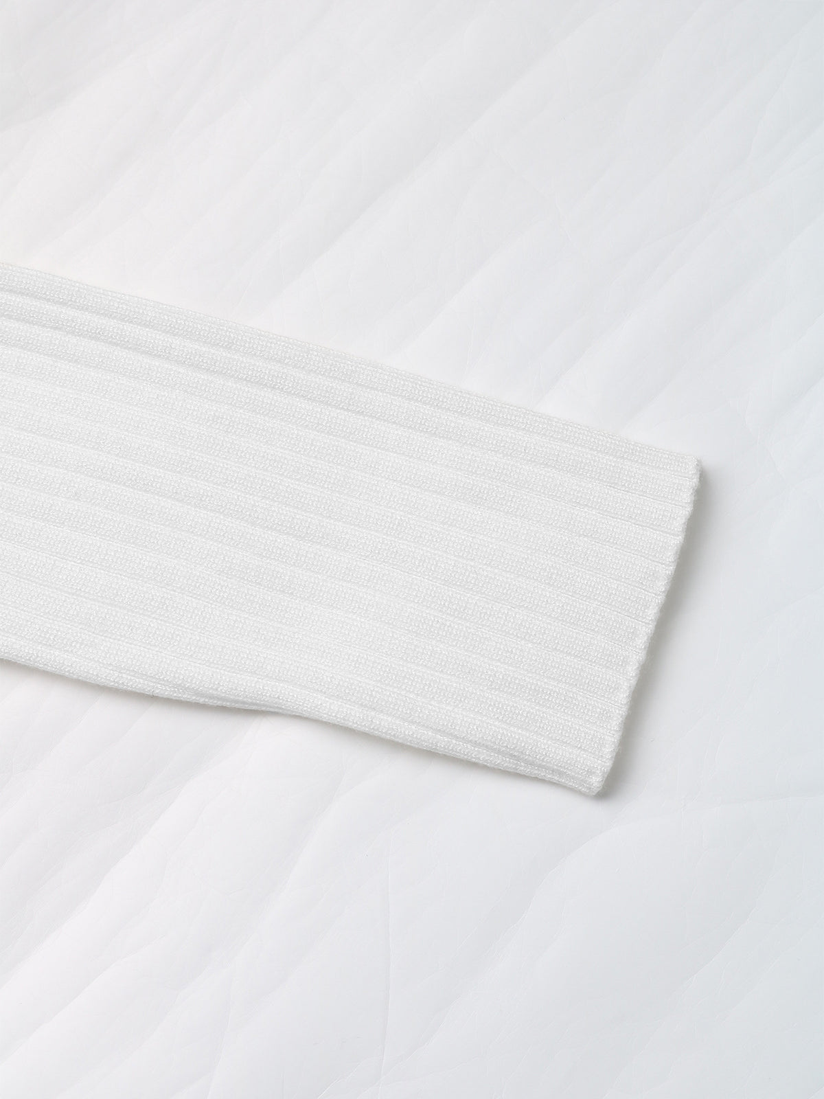 Off Shoulder Ribbed Knit Cropped Top - White - 4