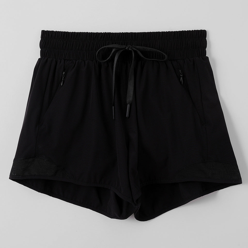 Lightweight Mesh Trim Running Shorts With Liner - Black