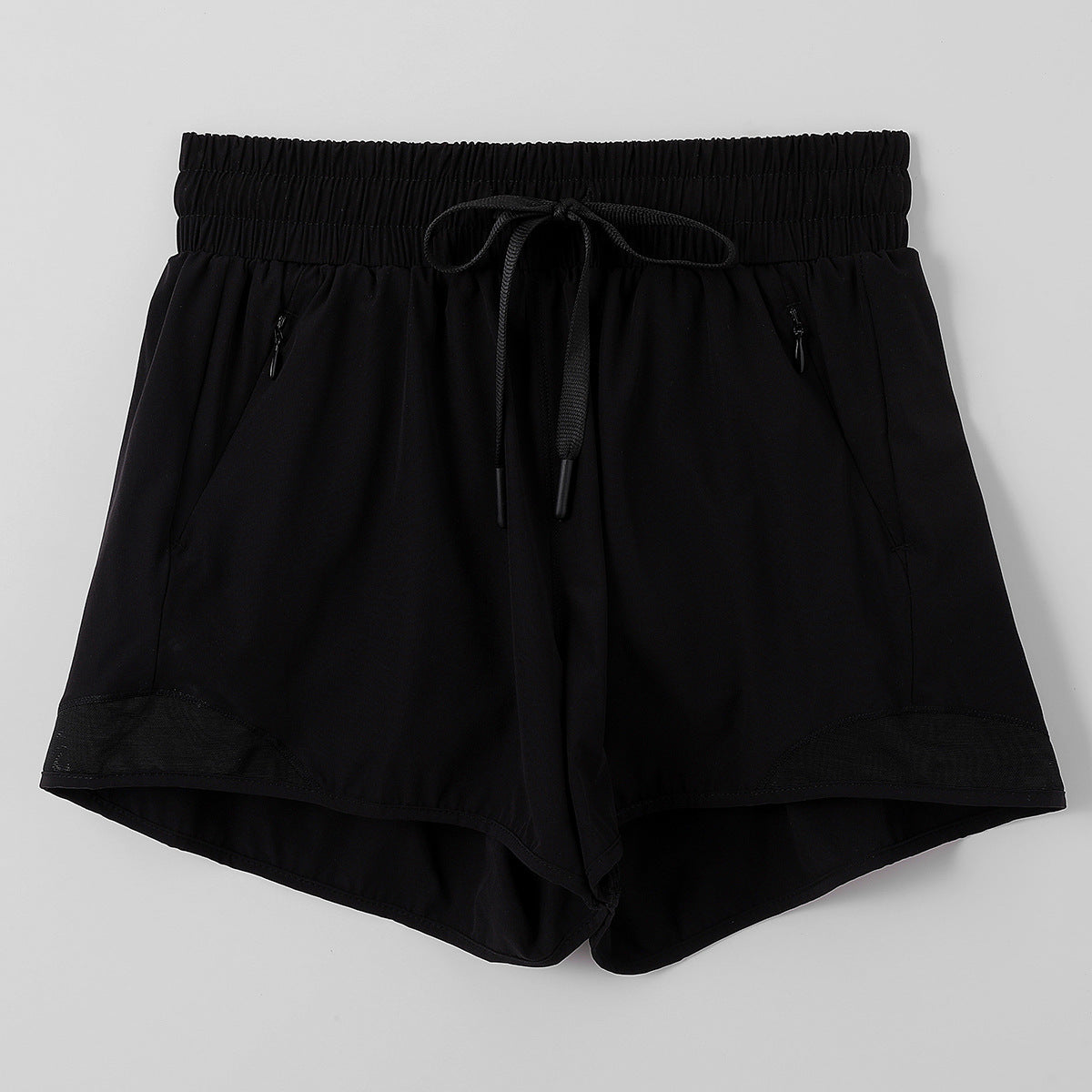 Lightweight Mesh Trim Running Shorts With Liner - Black