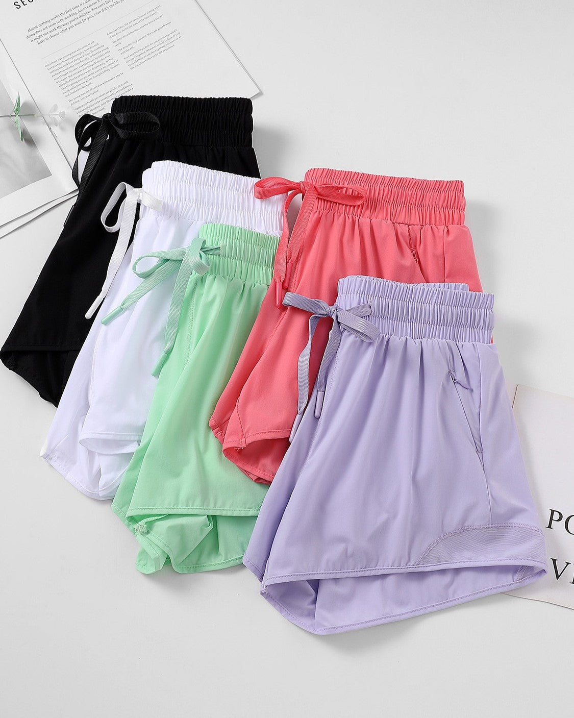 Lightweight Mesh Trim Running Shorts With Liner - Coral