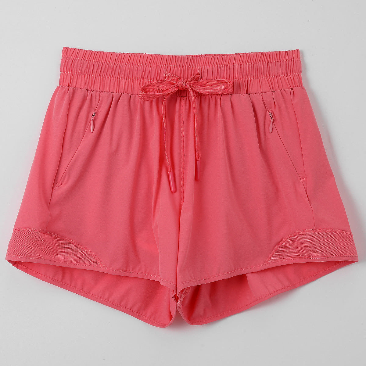 Lightweight Mesh Trim Running Shorts With Liner - Coral - 1