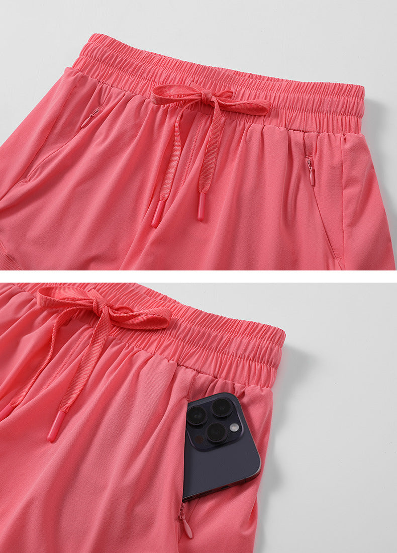 Lightweight Mesh Trim Running Shorts With Liner - Coral - 2