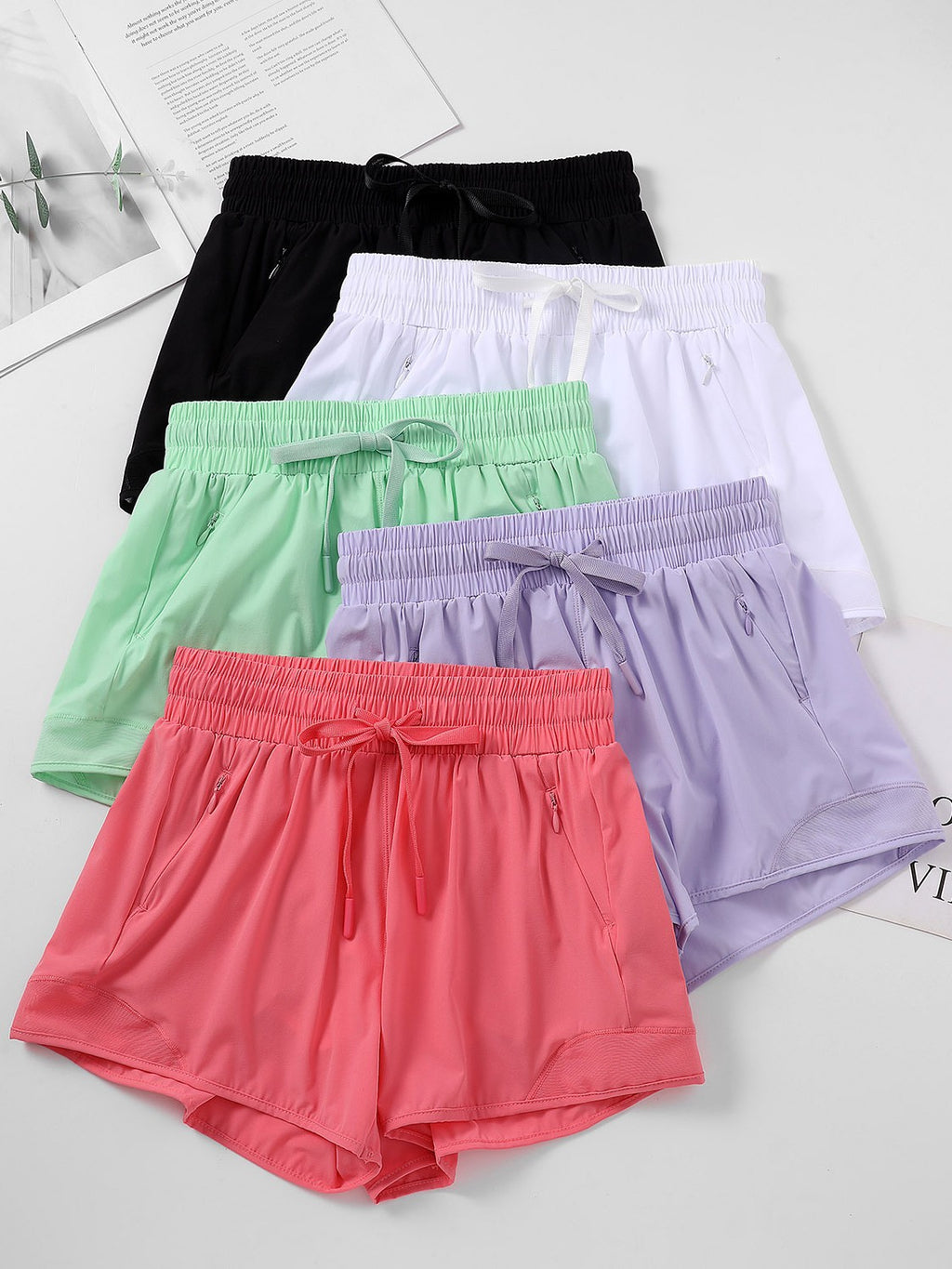 Lightweight Mesh Trim Running Shorts With Liner - Coral - 4
