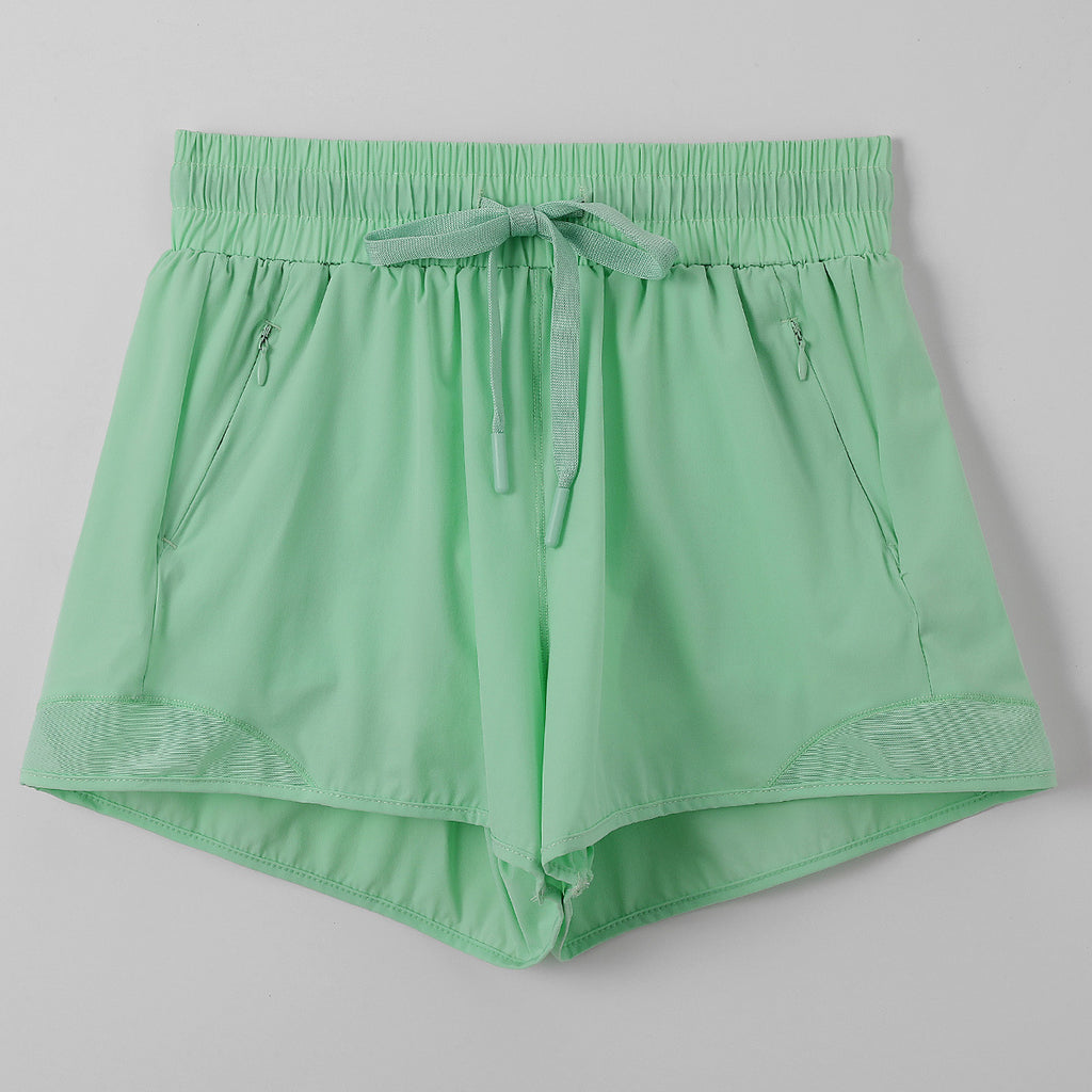 Lightweight Mesh Trim Running Shorts With Liner - Green