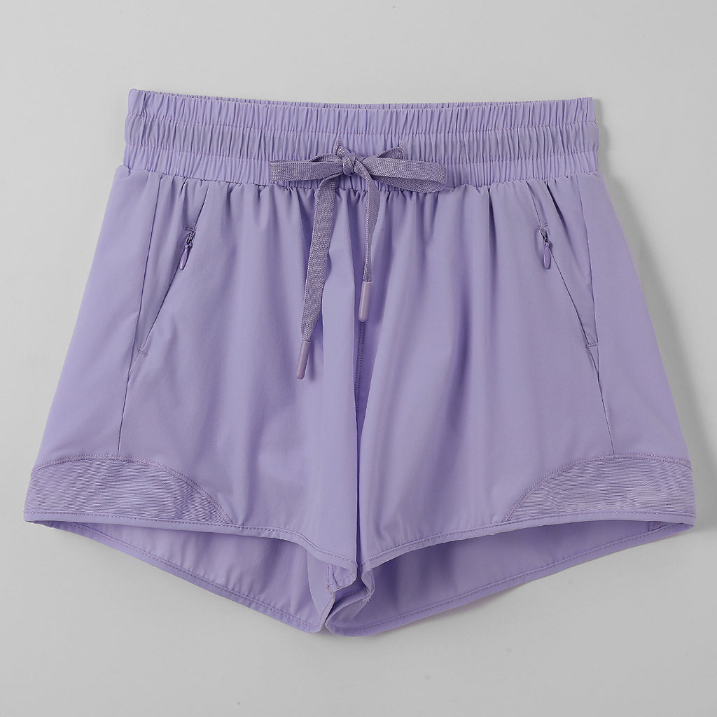 Lightweight Mesh Trim Running Shorts With Liner - Purple