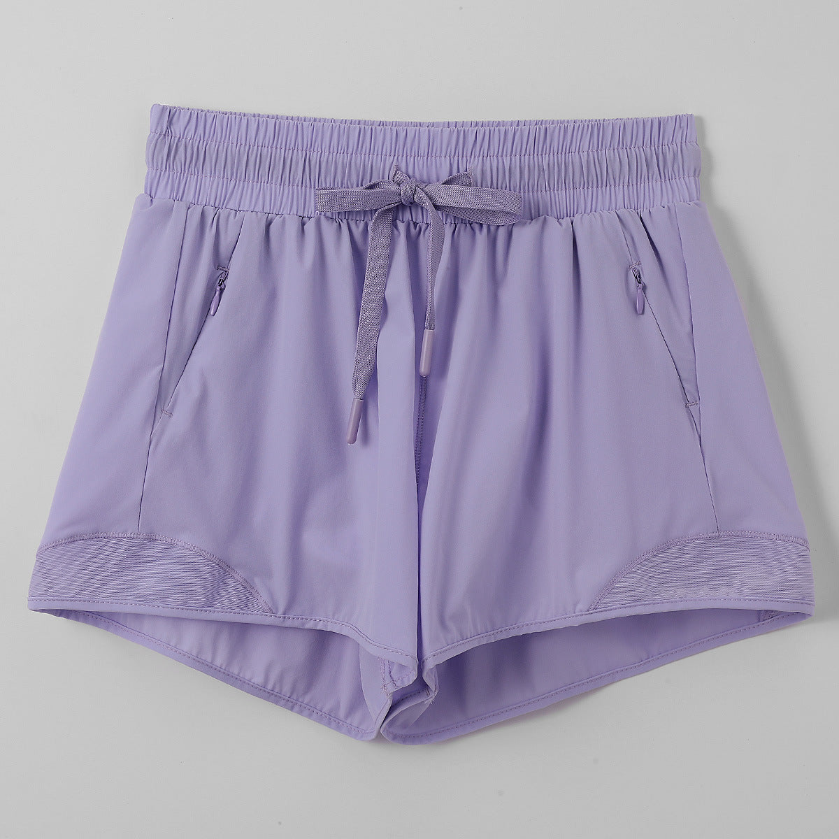 Lightweight Mesh Trim Running Shorts With Liner - Purple