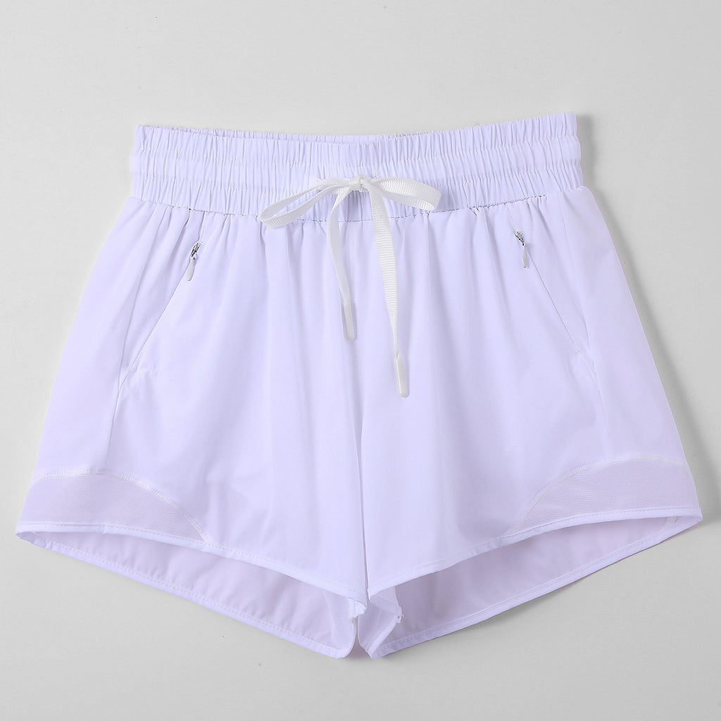 Lightweight Mesh Trim Running Shorts With Liner - White