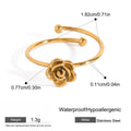 Dainty Rose Adjustable Open Ring - Gold