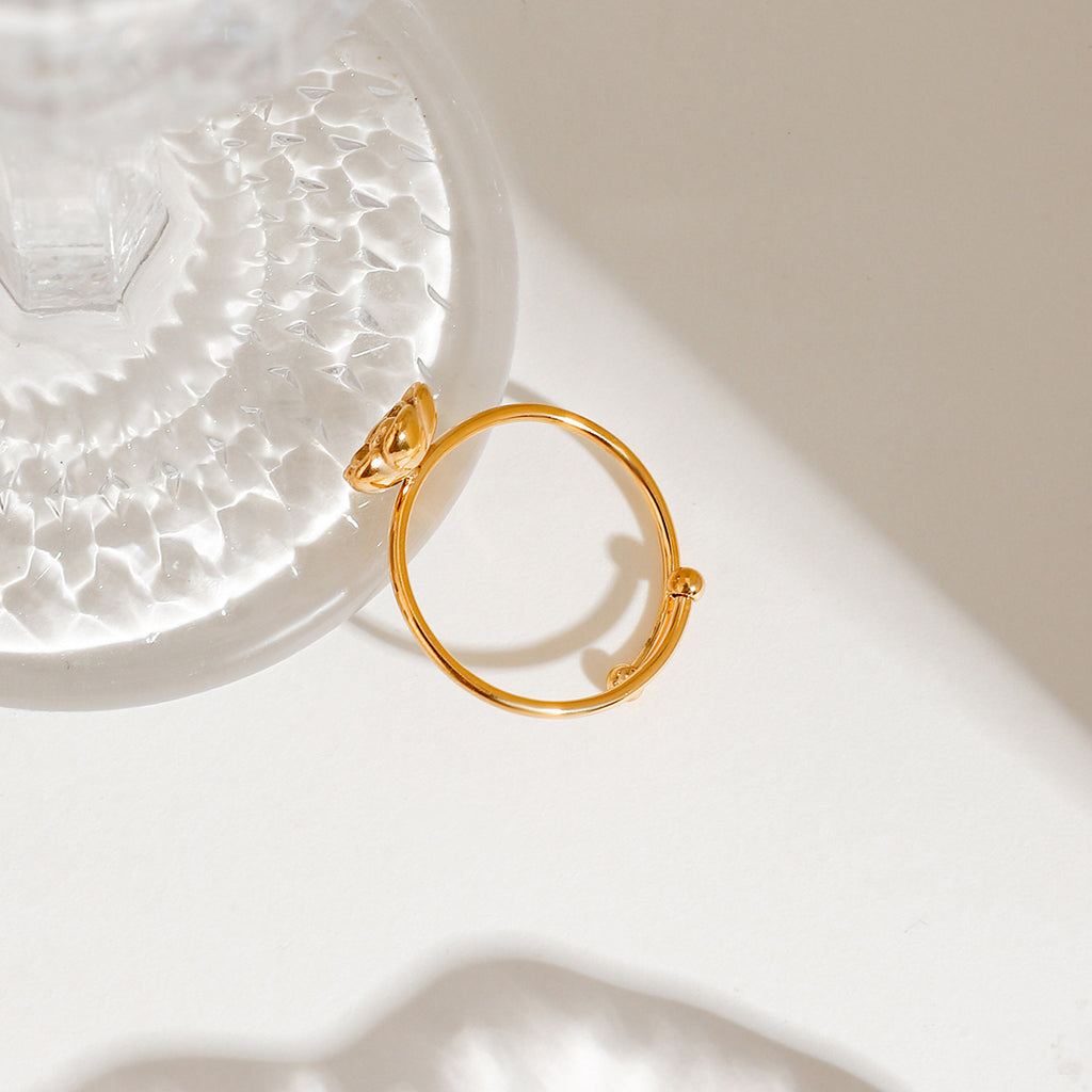 Dainty Rose Adjustable Open Ring - Gold - 4