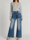 High Rise Light Wash Wide Leg Jeans - Blue
