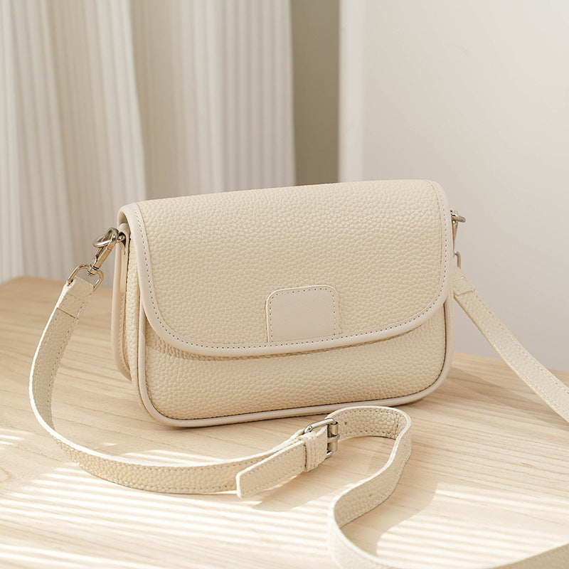 Pebbled Flap Saddle Crossbody Bag - Off-White