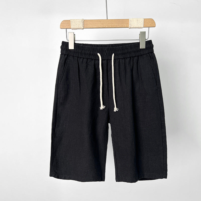 Drawstring Waist Bermuda Shorts for Summer - black