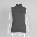 Sleeveless Turtleneck Knit Vest Top - Grey