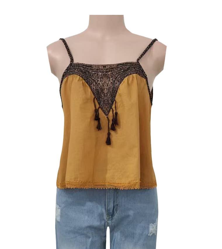 Crochet Trim Tassel Boho Tank Top