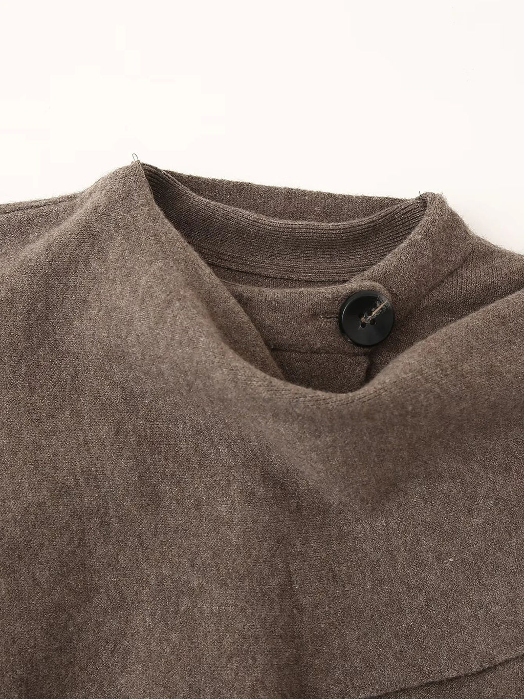 Draped Scarf Collar Oversized Knit Jumper - Coffee - 1