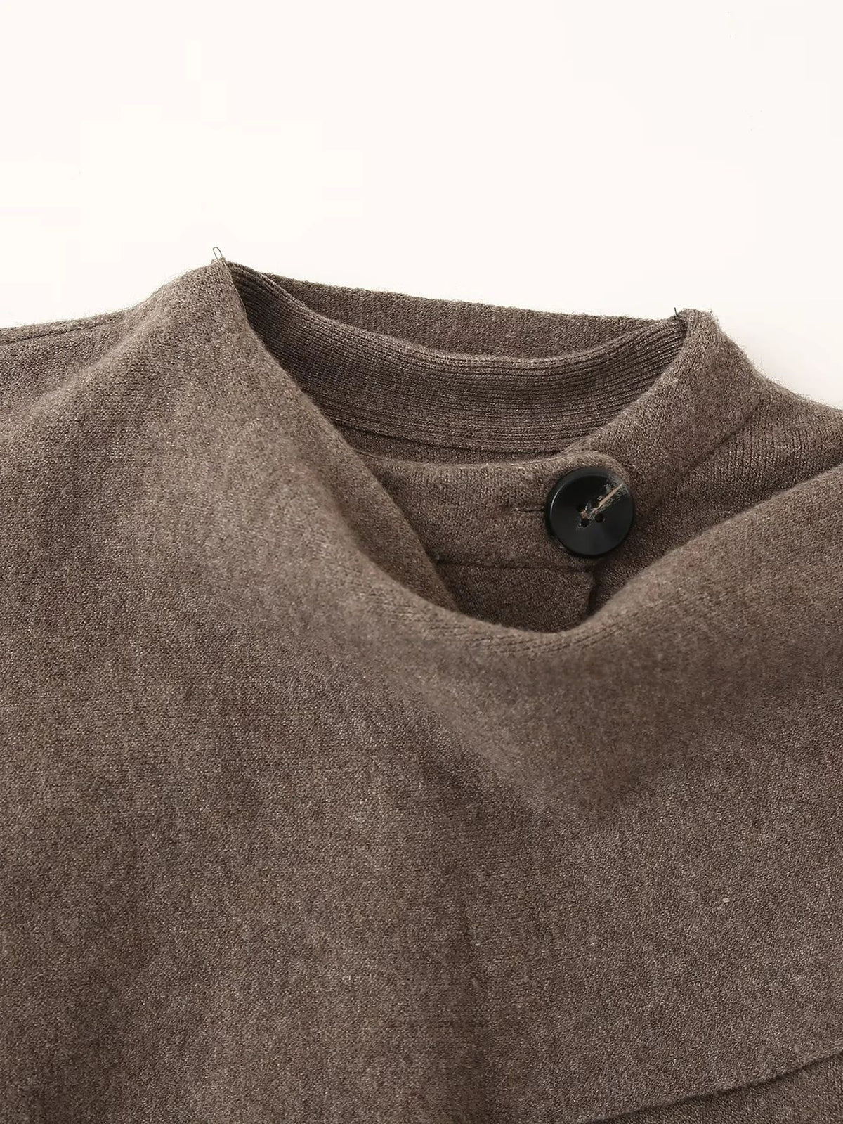 Draped Scarf Collar Oversized Knit Jumper - Coffee - 1