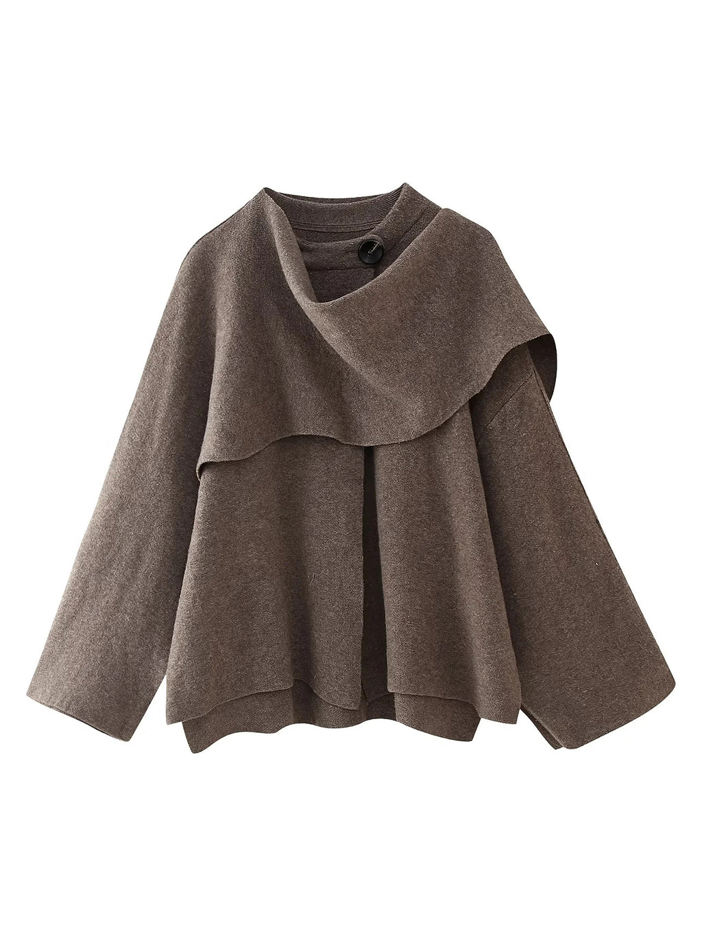 Draped Scarf Collar Oversized Knit Jumper