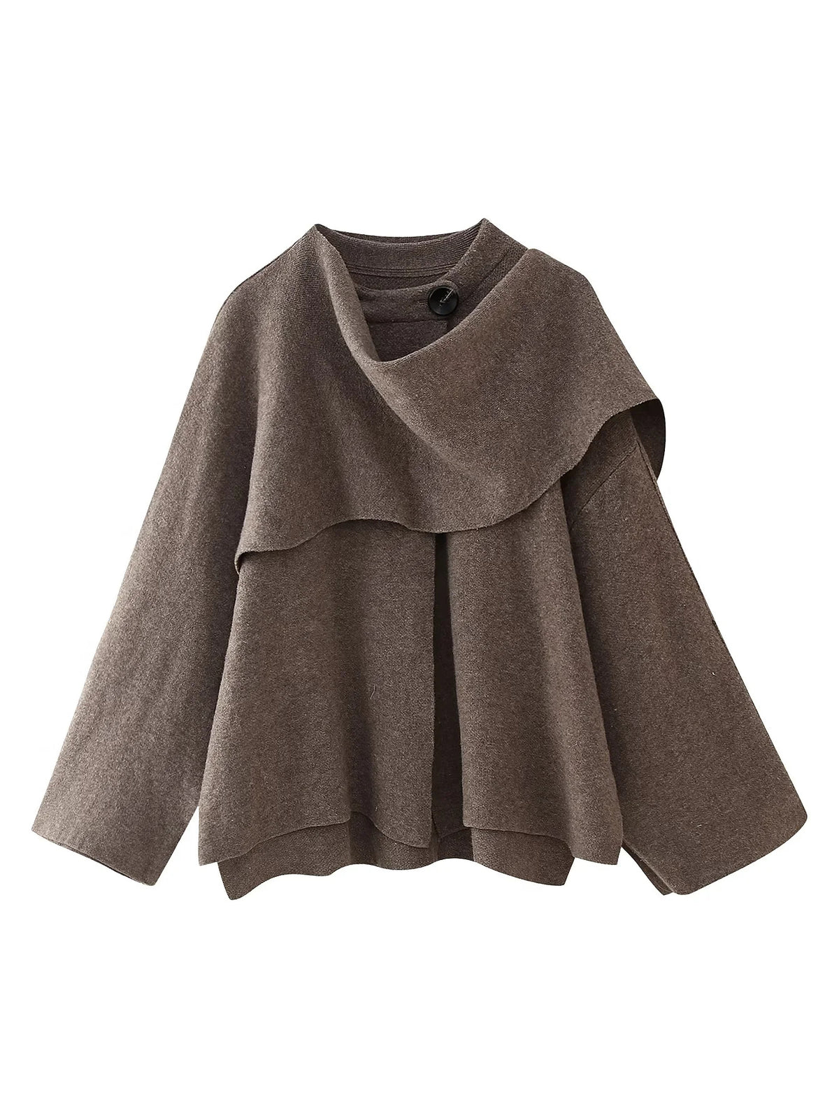 Draped Scarf Collar Oversized Knit Jumper